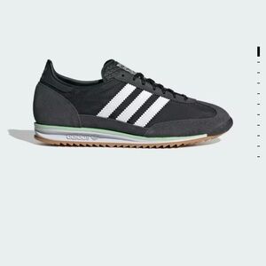 adidas Black White Low-Profile Retro Trainer with Green Accent